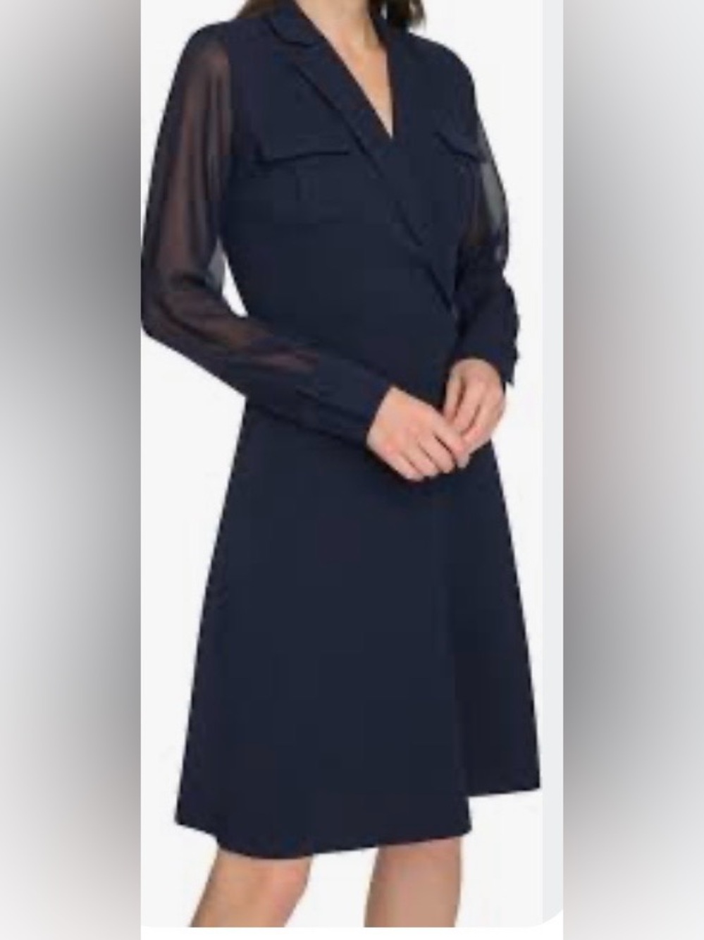 Calvin Klein Dark Navy Long-Sleeve Shirt Dress